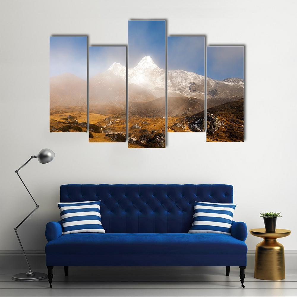 Ama Dablam In Nepal Canvas Wall Art-5 Pop-Gallery Wrap-47" x 32"-Tiaracle