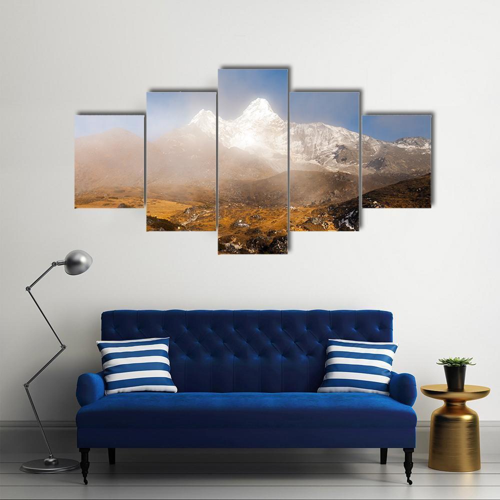 Ama Dablam In Nepal Canvas Wall Art-5 Star-Gallery Wrap-62" x 32"-Tiaracle
