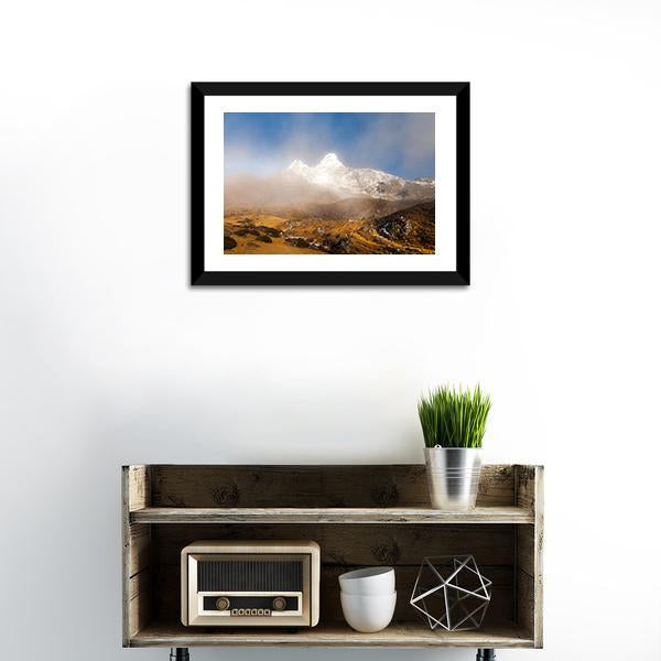 Ama Dablam In Nepal Canvas Wall Art-1 Piece-Framed Print-20" x 16"-Tiaracle
