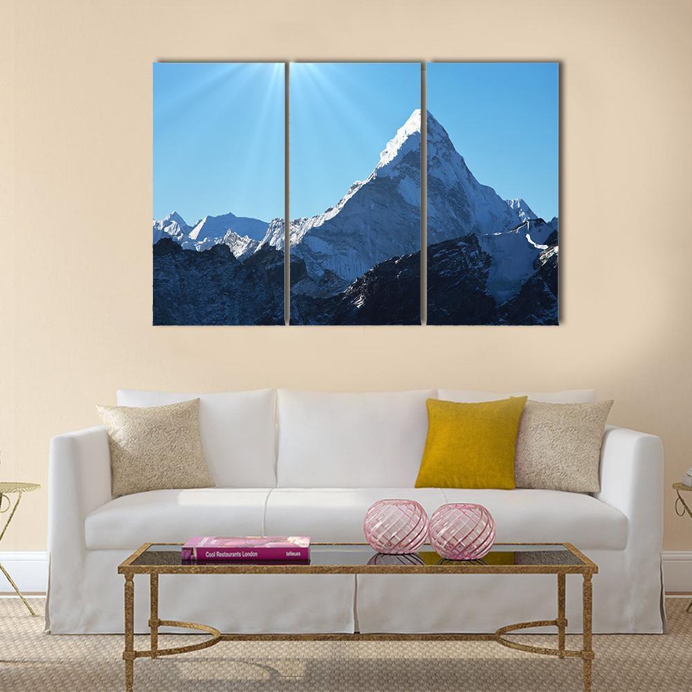 Ama Dablam Mountains Canvas Wall Art-3 Horizontal-Gallery Wrap-37" x 24"-Tiaracle
