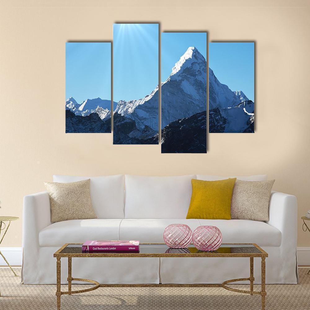 Ama Dablam Mountains Canvas Wall Art-4 Pop-Gallery Wrap-50" x 32"-Tiaracle