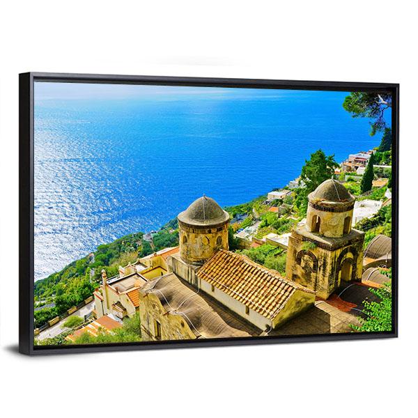 Amalfi Coast From Revello Village Canvas Wall Art-3 Horizontal-Gallery Wrap-25" x 16"-Tiaracle