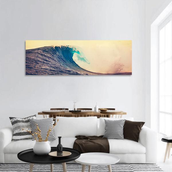 Amazing Ocean Wave Panoramic Canvas Wall Art-1 Piece-36" x 12"-Tiaracle