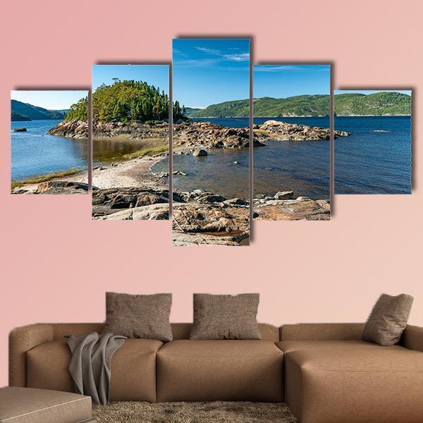 Saguenay Fjord In Canada Canvas Wall Art-5 Star-Gallery Wrap-62" x 32"-Tiaracle