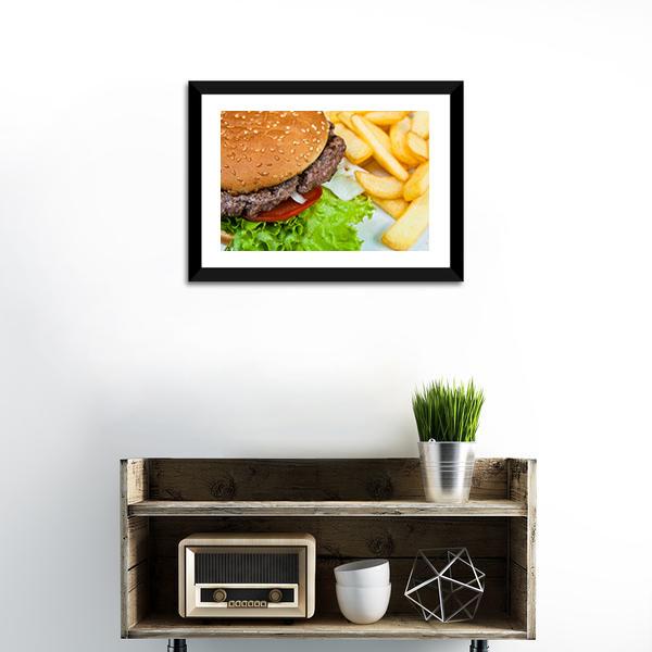 American Cheese Burger Canvas Wall Art-1 Piece-Framed Print-20" x 16"-Tiaracle