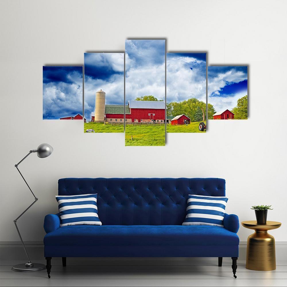 American Country Farm Canvas Wall Art-5 Star-Gallery Wrap-62" x 32"-Tiaracle