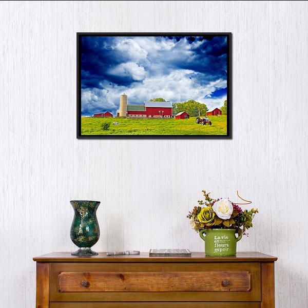 American Country Farm Canvas Wall Art-1 Piece-Floating Frame-24" x 16"-Tiaracle