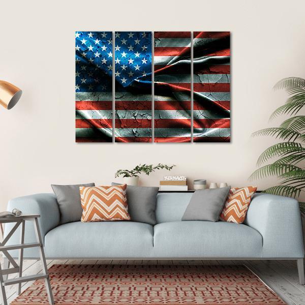 Vintage American Flag Canvas Wall Art-4 Horizontal-Gallery Wrap-34" x 24"-Tiaracle