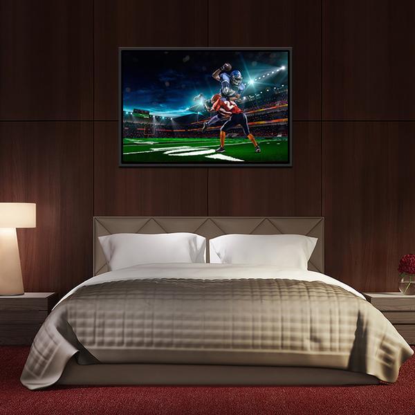 American Football Player In Action Canvas Wall Art-3 Horizontal-Gallery Wrap-25" x 16"-Tiaracle
