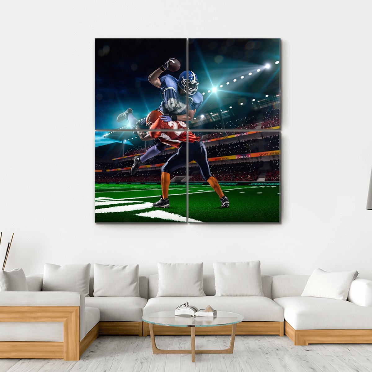 American Football Player In Action Canvas Wall Art-4 Square-Gallery Wrap-17" x 17"-Tiaracle