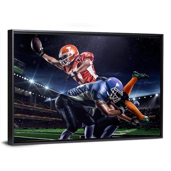 American Football Players In Action Canvas Wall Art-5 Horizontal-Gallery Wrap-22" x 12"-Tiaracle