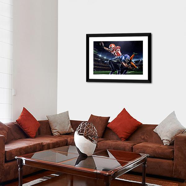 American Football Players In Action Canvas Wall Art-5 Horizontal-Gallery Wrap-22" x 12"-Tiaracle