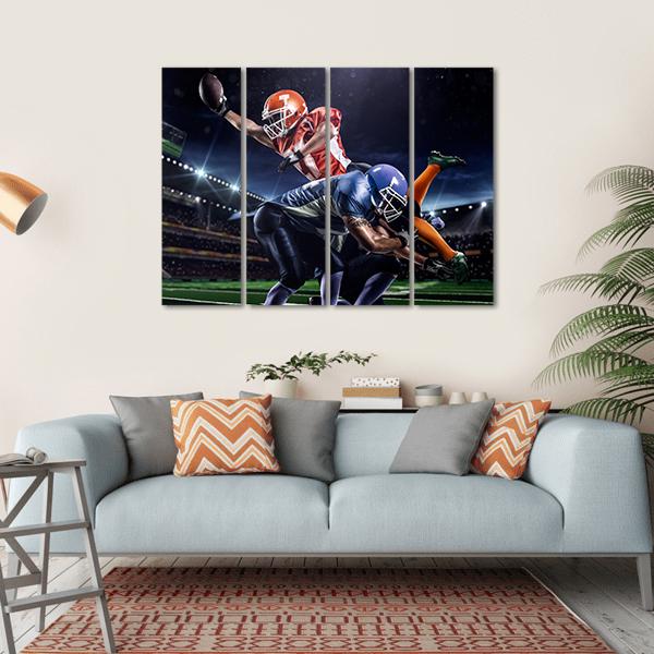 American Football Players In Action Canvas Wall Art-4 Horizontal-Gallery Wrap-34" x 24"-Tiaracle