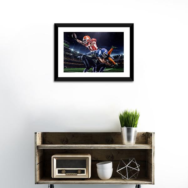 American Football Players In Action Canvas Wall Art-1 Piece-Framed Print-20" x 16"-Tiaracle