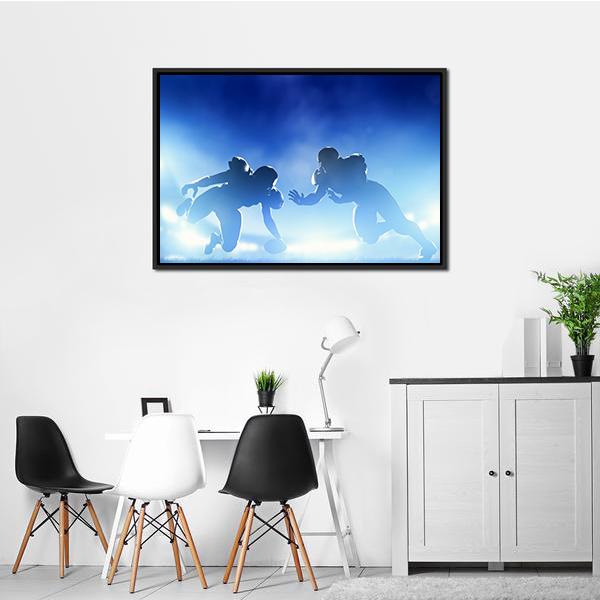 American Football Players In Game Canvas Wall Art-3 Horizontal-Gallery Wrap-25" x 16"-Tiaracle