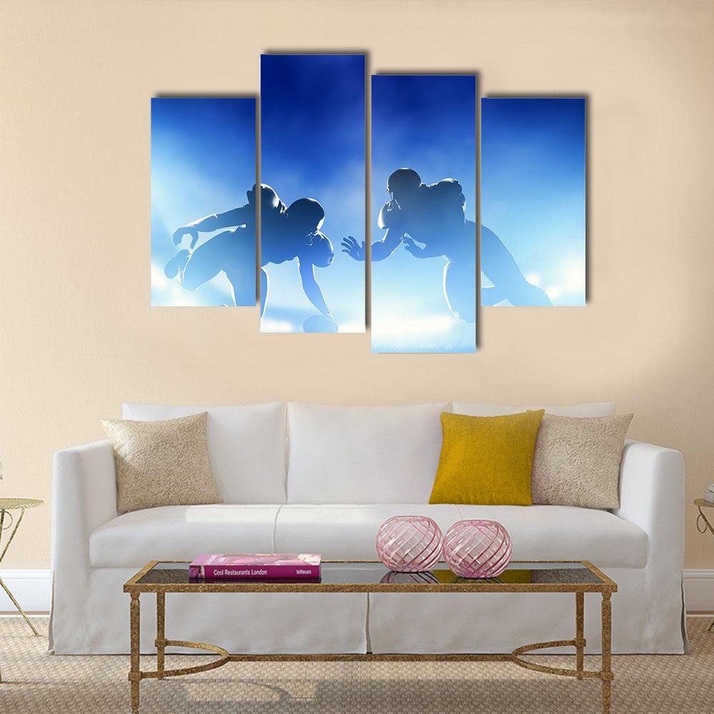 American Football Players In Game Canvas Wall Art-4 Pop-Gallery Wrap-34" x 20"-Tiaracle