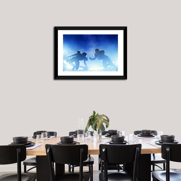 American Football Players In Game Canvas Wall Art-3 Horizontal-Gallery Wrap-25" x 16"-Tiaracle