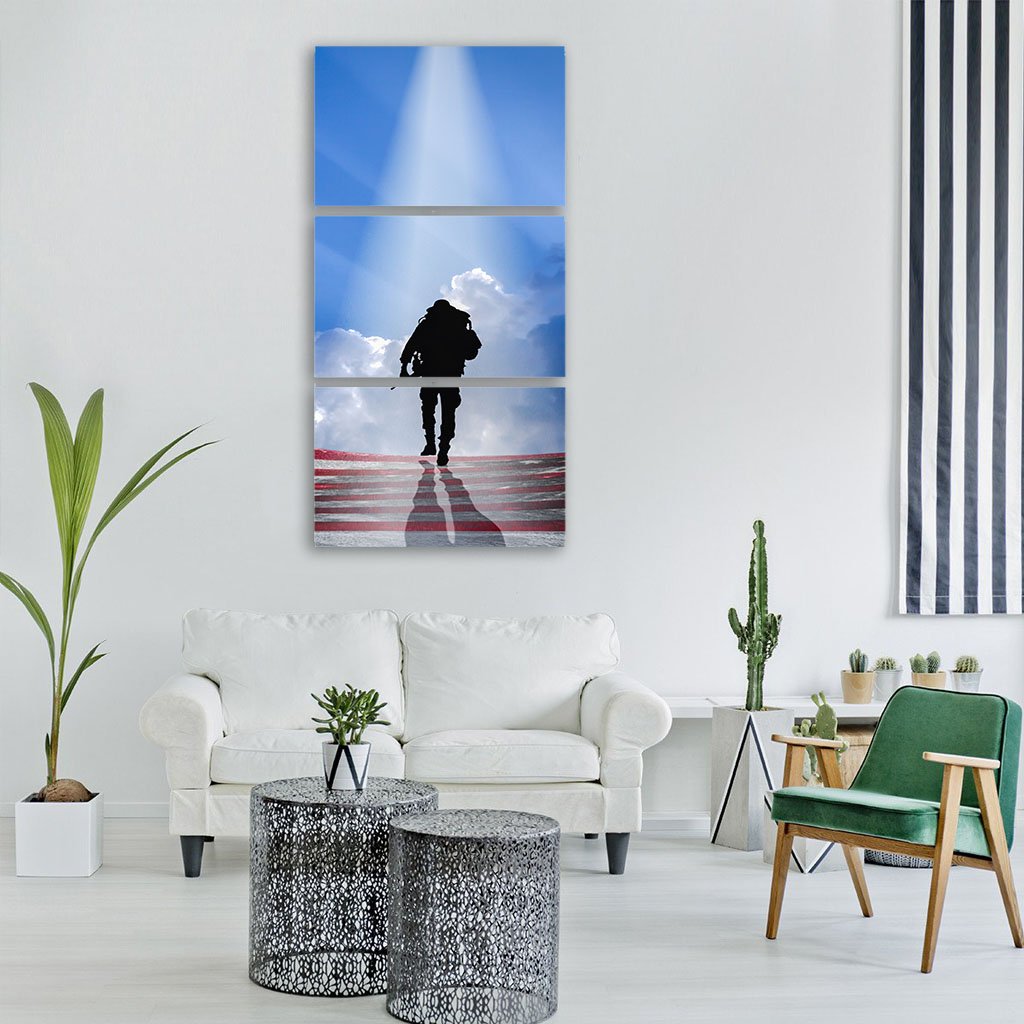 American Hero Vertical Canvas Wall Art-3 Vertical-Gallery Wrap-12" x 25"-Tiaracle