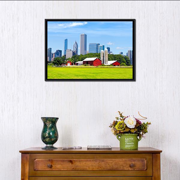 American Red Farm Canvas Wall Art-1 Piece-Floating Frame-24" x 16"-Tiaracle