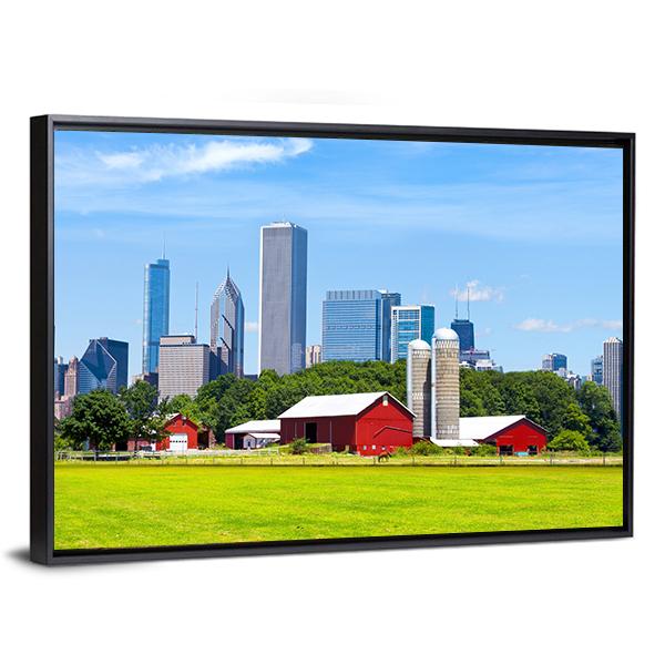 American Red Farm Canvas Wall Art-3 Horizontal-Gallery Wrap-25" x 16"-Tiaracle