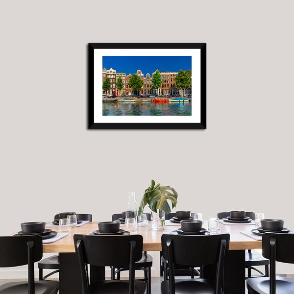 Amsterdam Canal Houses Canvas Wall Art-3 Horizontal-Gallery Wrap-25" x 16"-Tiaracle