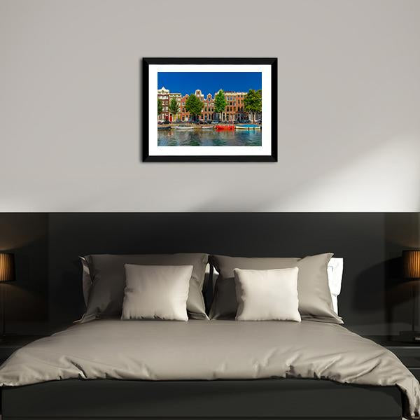 Amsterdam Canal Houses Canvas Wall Art-3 Horizontal-Gallery Wrap-25" x 16"-Tiaracle