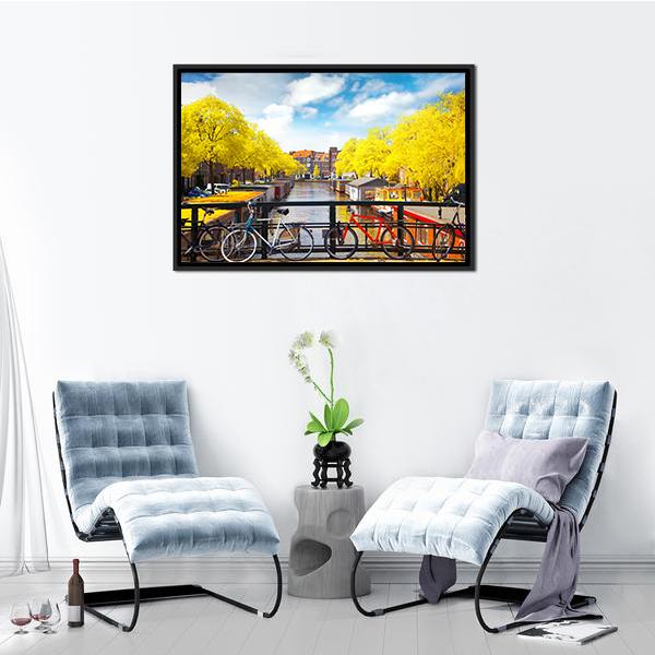 Amsterdam In Autumn Canvas Wall Art-3 Horizontal-Gallery Wrap-25" x 16"-Tiaracle