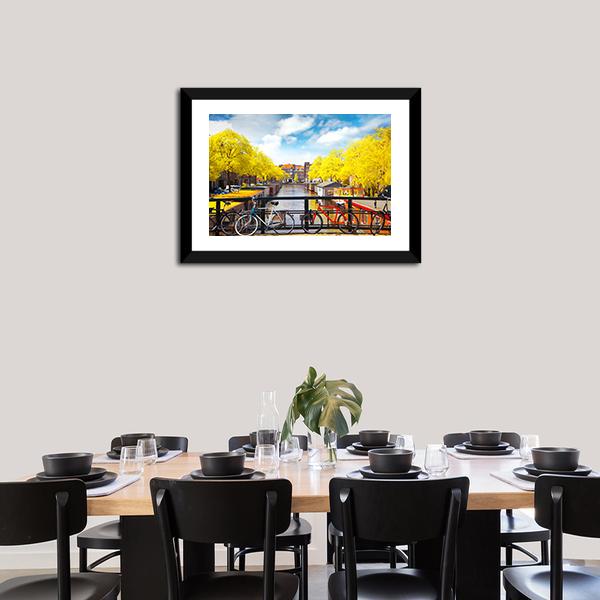 Amsterdam In Autumn Canvas Wall Art-3 Horizontal-Gallery Wrap-25" x 16"-Tiaracle