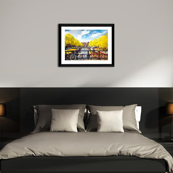 Amsterdam In Autumn Canvas Wall Art-3 Horizontal-Gallery Wrap-25" x 16"-Tiaracle