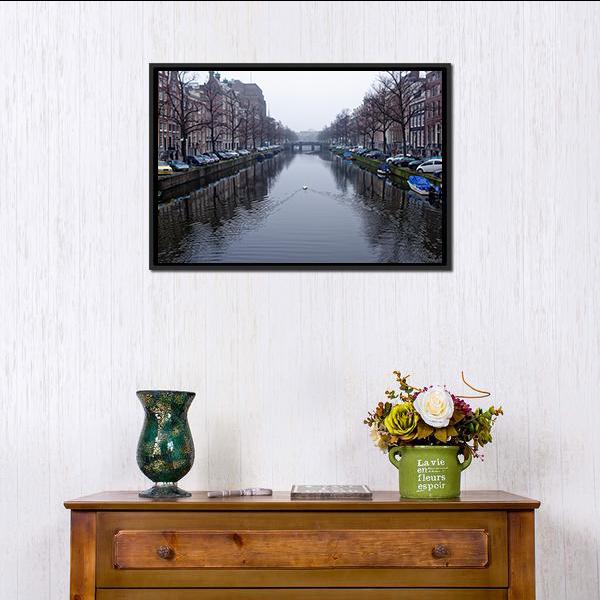 Amsterdam In Netherland Canvas Wall Art-1 Piece-Floating Frame-24" x 16"-Tiaracle