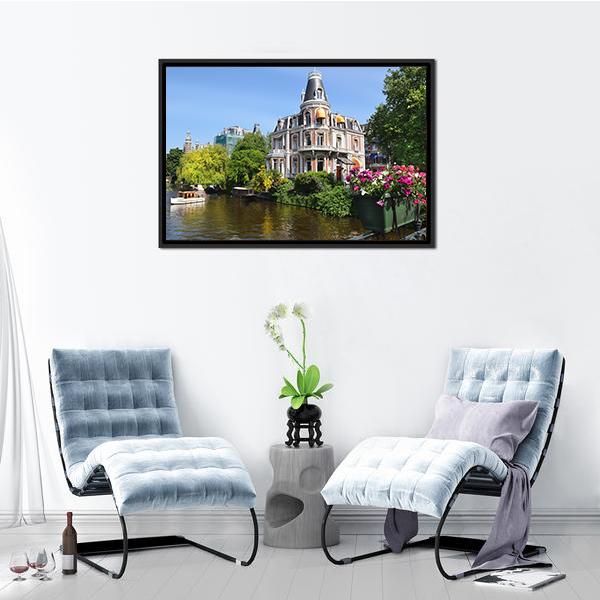 Amsterdam With Canals Canvas Wall Art-5 Horizontal-Gallery Wrap-22" x 12"-Tiaracle