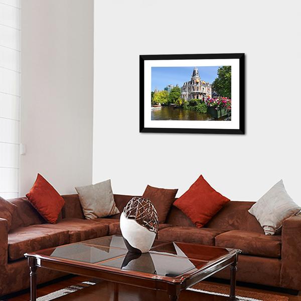 Amsterdam With Canals Canvas Wall Art-5 Horizontal-Gallery Wrap-22" x 12"-Tiaracle