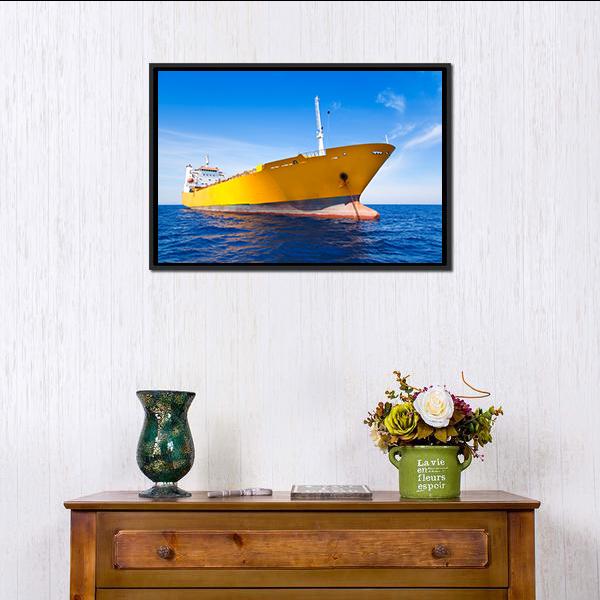 Anchor Cargo Yellow Boat Canvas Wall Art-1 Piece-Floating Frame-24" x 16"-Tiaracle