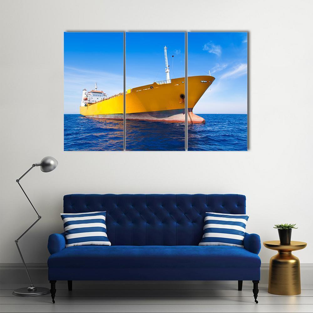 Anchor Cargo Yellow Boat Canvas Wall Art-3 Horizontal-Gallery Wrap-37" x 24"-Tiaracle