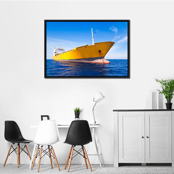 Anchor Cargo Yellow Boat Canvas Wall Art-1 Piece-Floating Frame-24" x 16"-Tiaracle