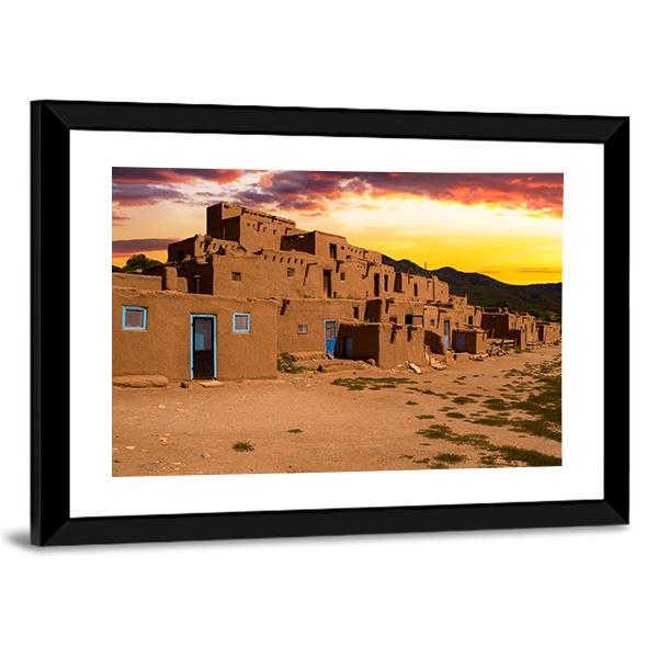 Ancient City Taos Canvas Wall Art-5 Horizontal-Gallery Wrap-22" x 12"-Tiaracle