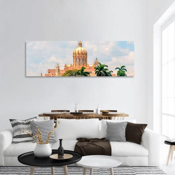 Ancient Building In Cuba Panoramic Canvas Wall Art-1 Piece-36" x 12"-Tiaracle