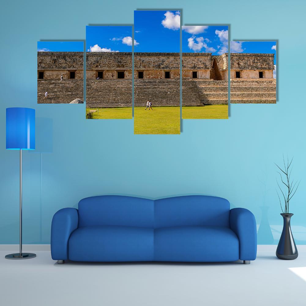 Ancient Maya City Canvas Wall Art-5 Star-Gallery Wrap-62" x 32"-Tiaracle