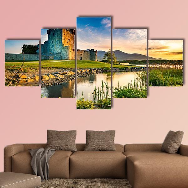 Ross Castle Ireland Canvas Wall Art-5 Star-Gallery Wrap-62" x 32"-Tiaracle
