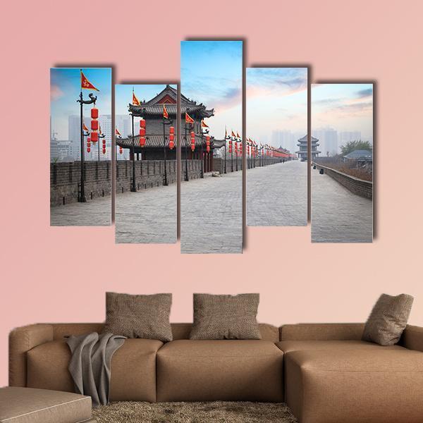 Xian City Wall Canvas Wall Art-5 Pop-Gallery Wrap-47" x 32"-Tiaracle