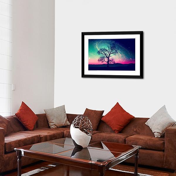 Andromeda Galaxy Over Earth Space Canvas Wall Art-5 Horizontal-Gallery Wrap-22" x 12"-Tiaracle