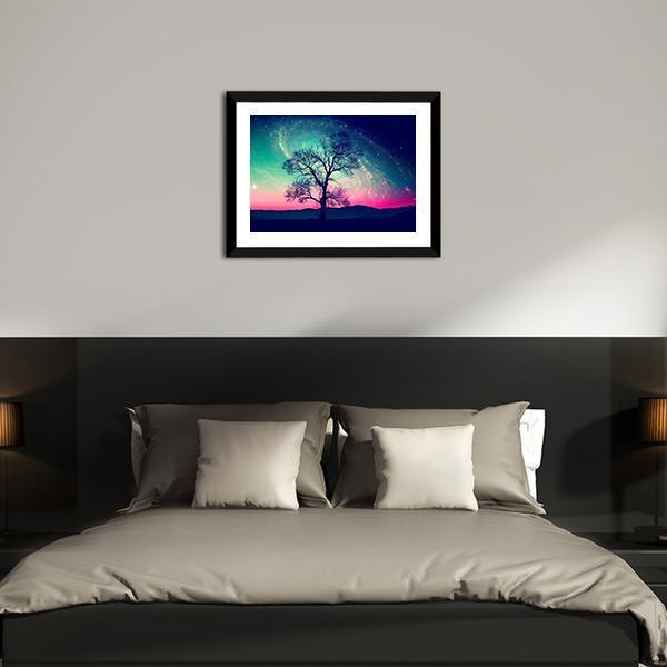Andromeda Galaxy Over Earth Space Canvas Wall Art-5 Horizontal-Gallery Wrap-22" x 12"-Tiaracle