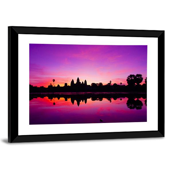 Angkor Wat Temple At Sunset Canvas Wall Art-3 Horizontal-Gallery Wrap-25" x 16"-Tiaracle
