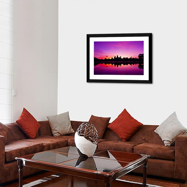 Angkor Wat Temple At Sunset Canvas Wall Art-3 Horizontal-Gallery Wrap-25" x 16"-Tiaracle