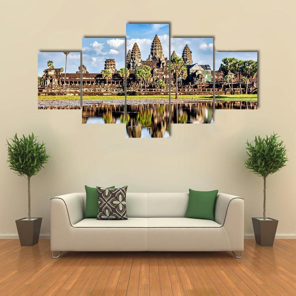 Angkor Wat Temple Canvas Wall Art-5 Star-Gallery Wrap-62" x 32"-Tiaracle