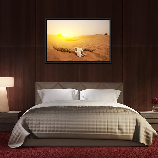 Animal Skull In The Desert Panoramic Canvas Wall Art-1 Piece-36" x 12"-Tiaracle