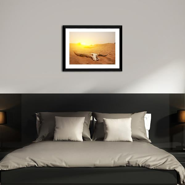 Animal Skull In The Desert Panoramic Canvas Wall Art-1 Piece-36" x 12"-Tiaracle