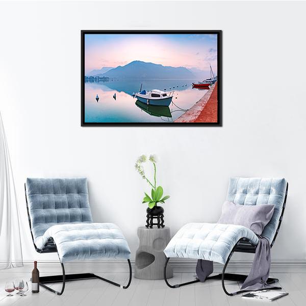 Annecy Lake At Sunrise Canvas Wall Art-3 Horizontal-Gallery Wrap-25" x 16"-Tiaracle