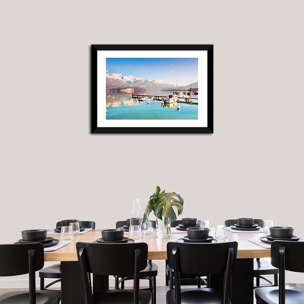 Annecy Lake In Alps Mountains Canvas Wall Art-3 Horizontal-Gallery Wrap-25" x 16"-Tiaracle