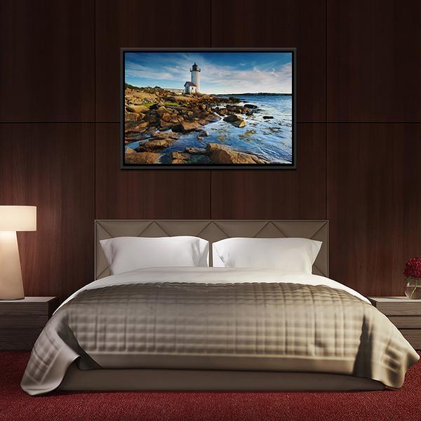 Annisquam Lighthouse Massachusetts Canvas Wall Art-3 Horizontal-Gallery Wrap-25" x 16"-Tiaracle